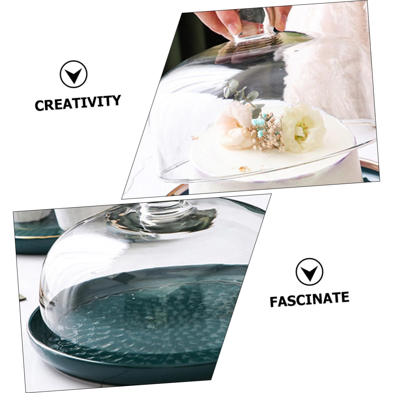 Plato de Exhibición para Pasteles Elegante de Vidrio y Cerámica Verde