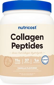 Nutricost Collagen Peptides Powder 1LB 454 G Vanilla - Grass Fed Bovine Collagen Hydrolysate