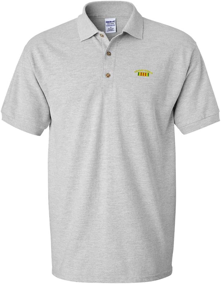 Custom Polo Shirts for Men Vietnam Veteran Flag Military Embroidery Cotton