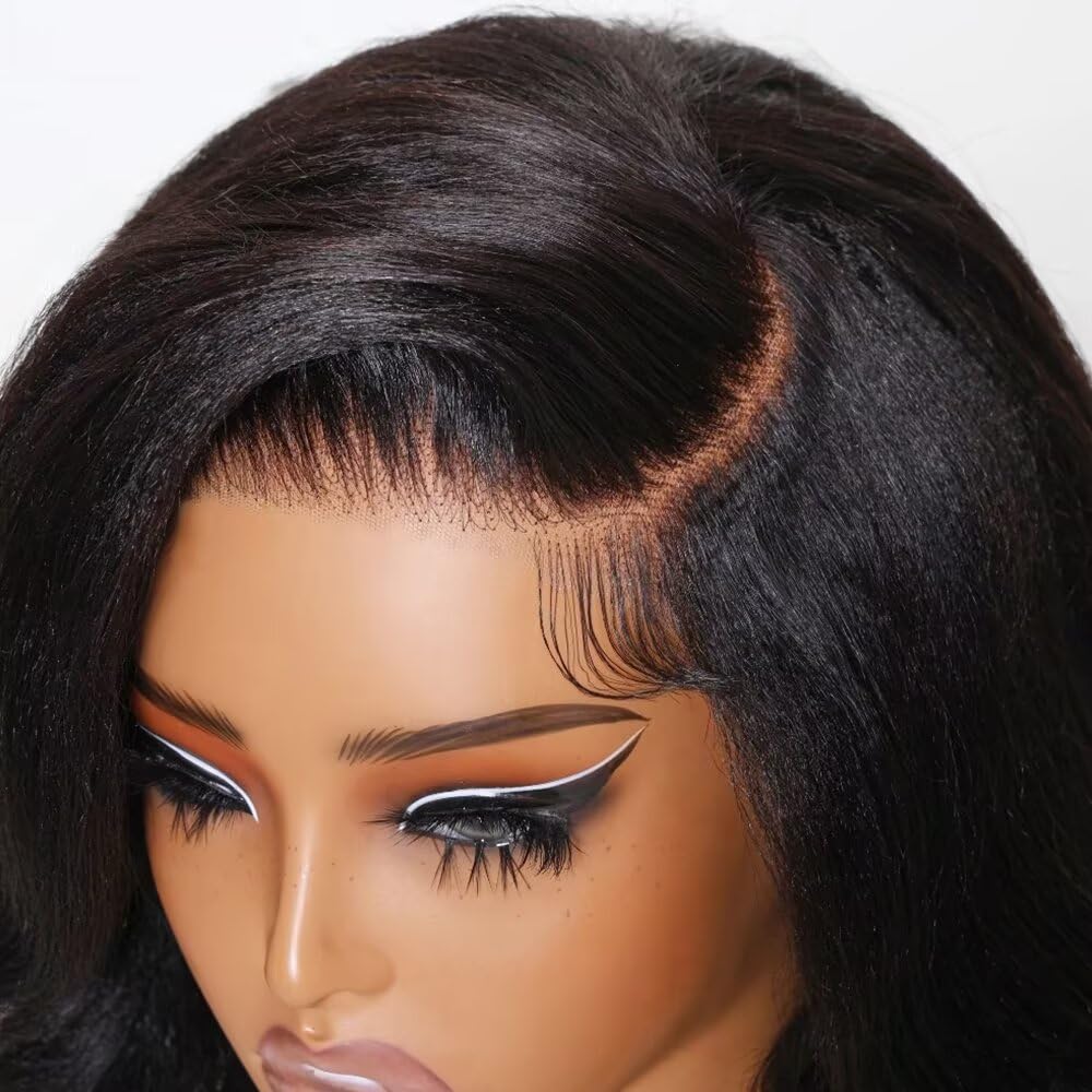 Light Yaki Loose Wave Short Bob Wigs With Natural Hairline Side Part 13x4 HD Invisible Transparent Lace Front Brazilian Human Hair Bleached Glueless Wig Pre Plucked with Baby Hair for Women