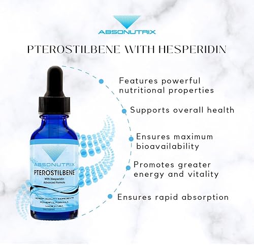 Miniatura 7 de Absonutrix Pterostilbeno con Hesperidina 390 mg, líquido de 4 onzas, 300 porciones, fabricado en Estados Unidos, absorción rápida, ingredientes