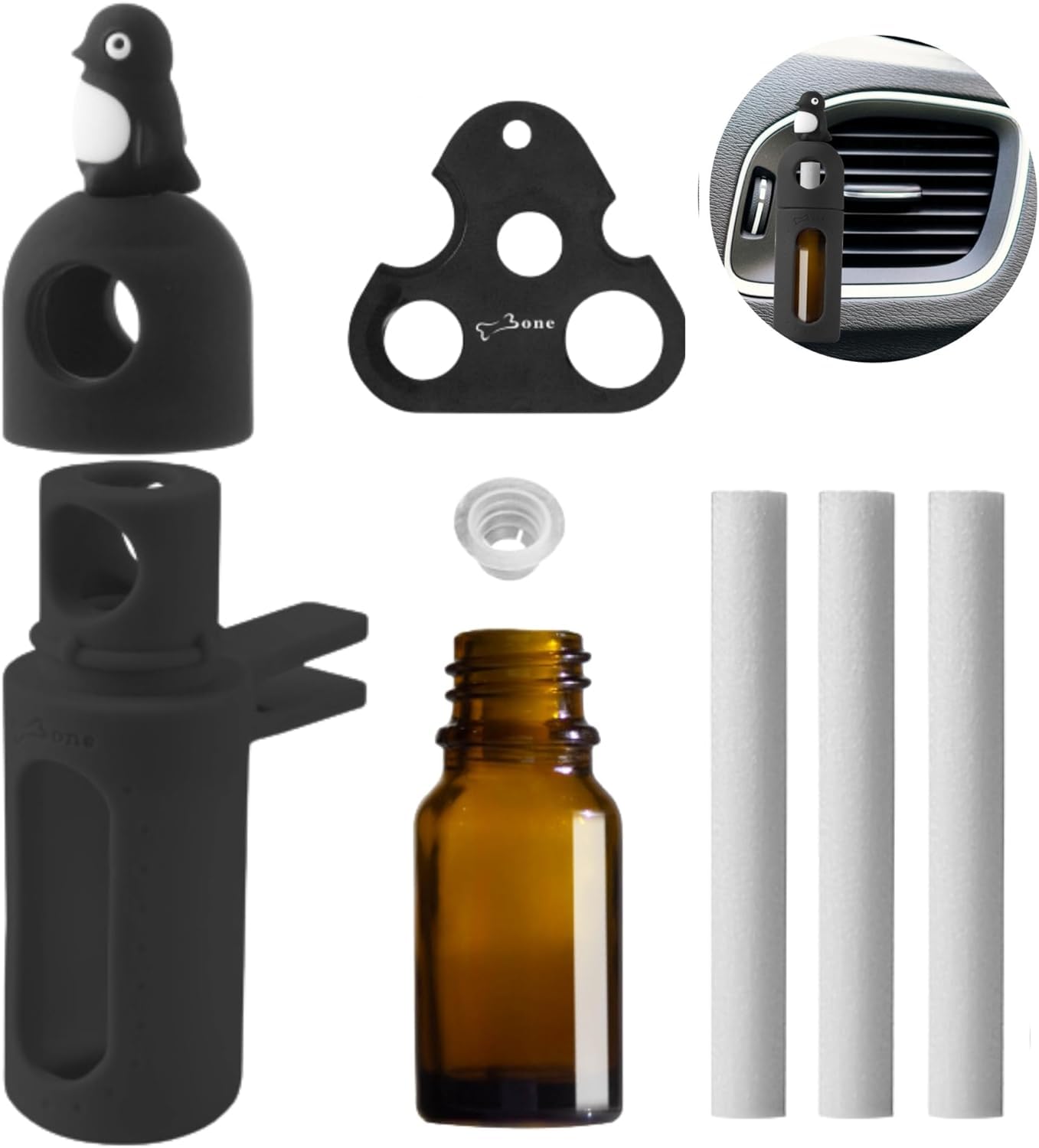Bone Women's Maru Penguin Car Air Fresheners Scents Diffuser Bottle Vent Clip Perfume Essential Oil For Men Automotive Fragrance Decoration (Maru Penguin)