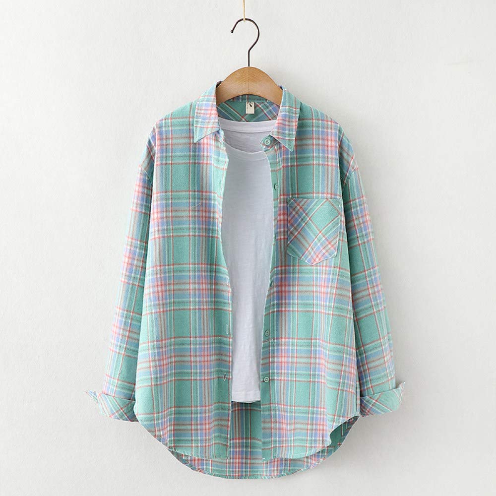 MIDJ Bluse Damen,Damenhemden Flanell Grün Kariert Gestreift Freizeithemden Pullover Langarmhemden Schicke Button-Down-Revershemden Lockere Leichte Jacken Holzfällerhemden Geschenke für Mädchen