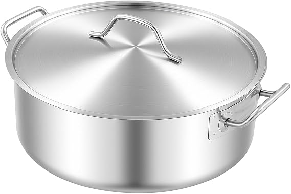 11Qt Stainless Steel Braisers with Lid, Commercial Stock Pot Brazier Saute Pan with Handles, All-purpose Soup Saute Pan for Hot Pot Stew, Dishwasher & Microwave Safe, 13inch