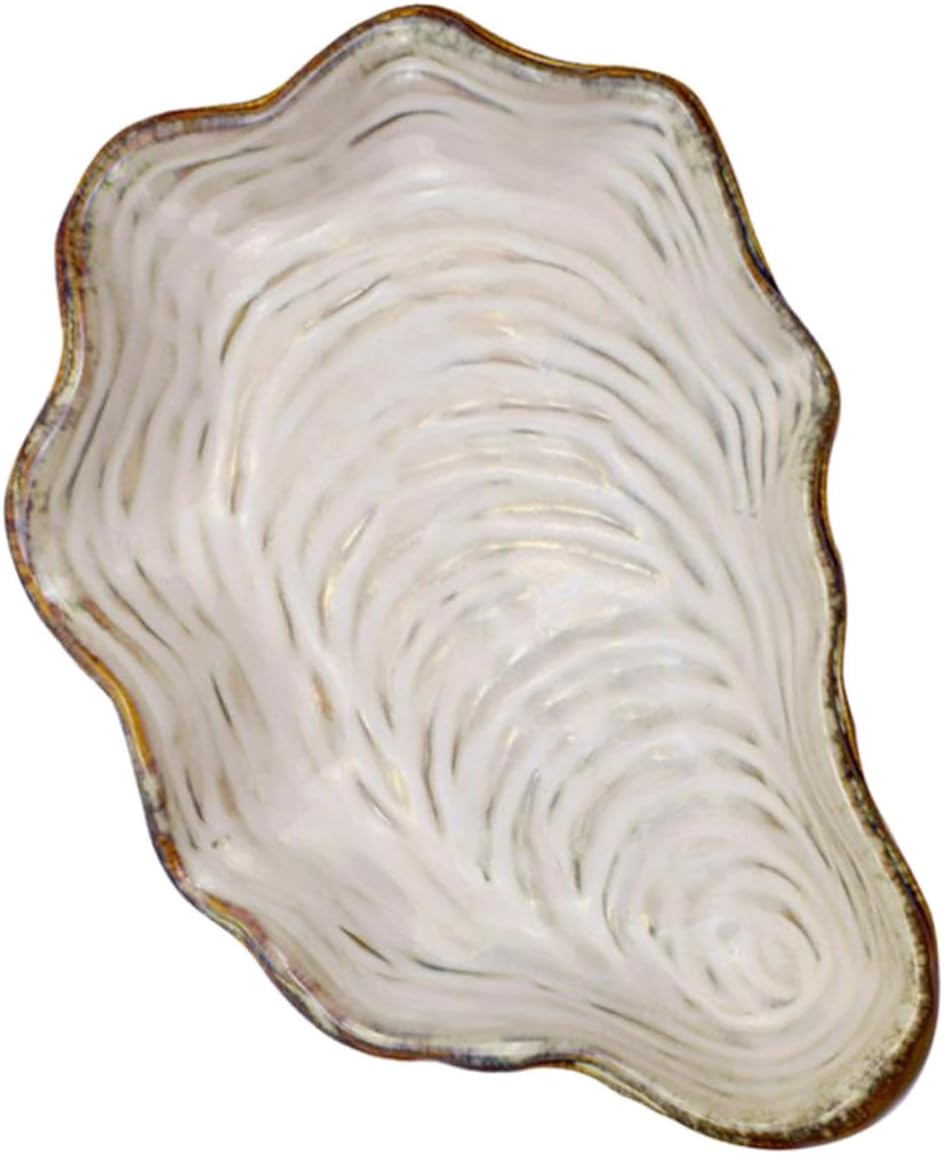 Zerodeko Unique Shell Shape Salad Plate Porcelain Plate Cake for Western Food Decorative Serving Dish