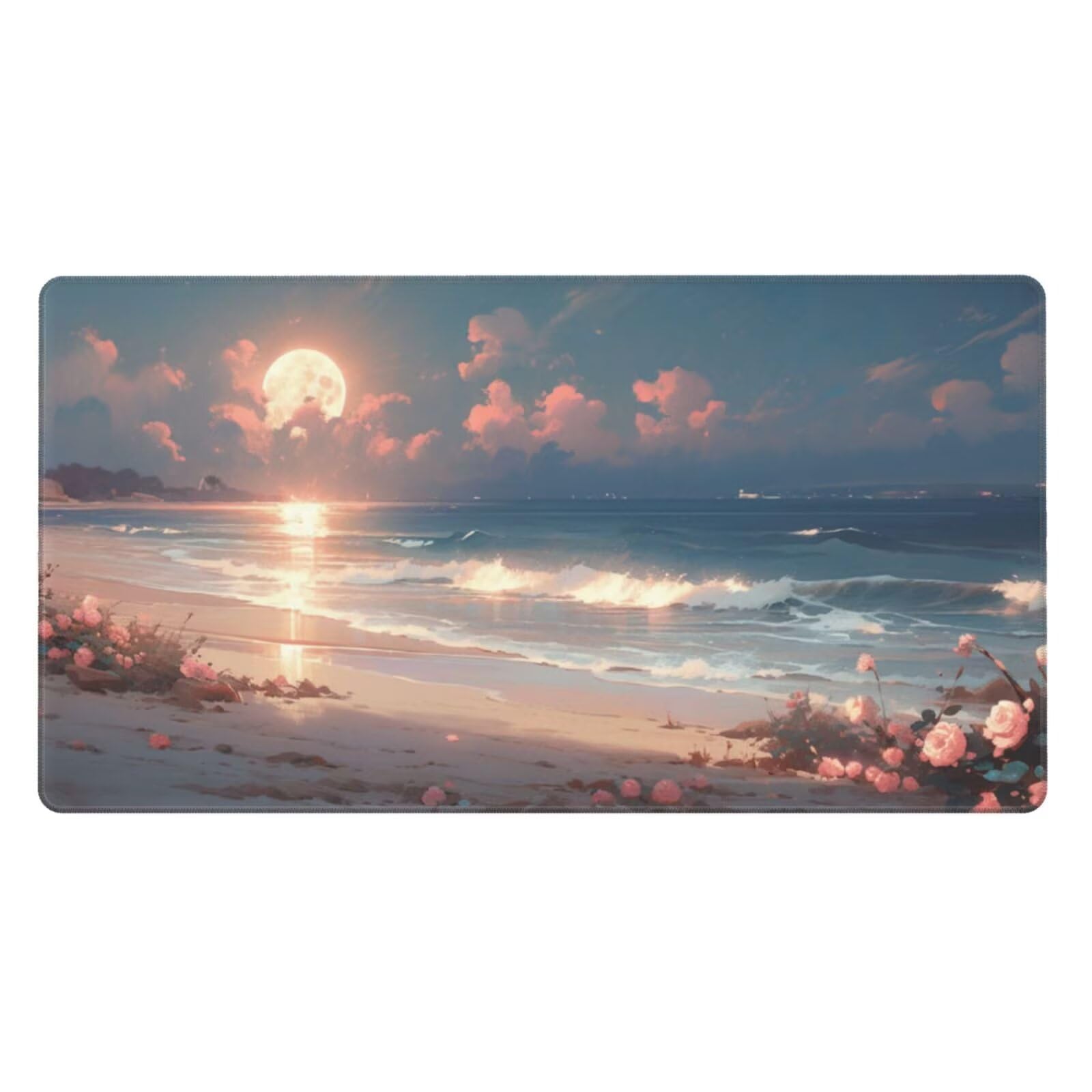 Gaming Mauspad XXL 1200x600x3mm Mousepad Verlängertes Groß Mauspad Schreibtischauflage,Genähte Kanten rutschfeste Gummibasis,Verbessert Präzision Geschwindigkeit Office Sonnenaufgang Blumen L-5632
