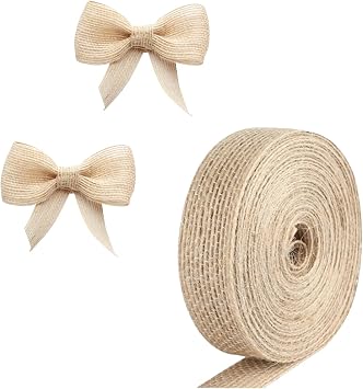 1Rolls Jute Ribbon,Natural Jute Burlap RibbonRolls,HessianRibbon Natural Burlap Ribbon LinenRibbon,2cm Wide Brown RibbonRoll for Florist,Crafts,Gift Wrapping,DIY Sewing,Rustic Wedding Decor