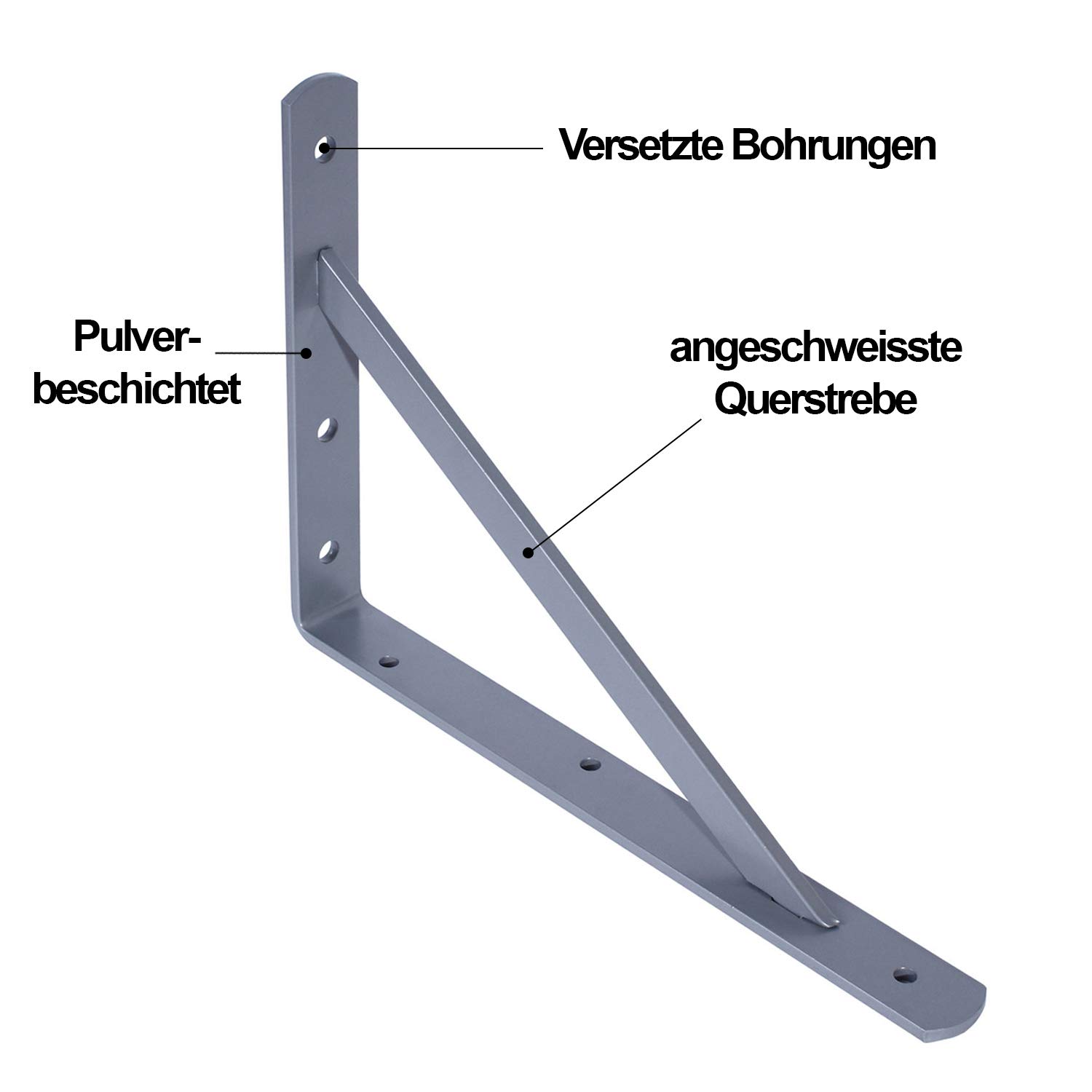 PRIOstahl® Metalowy wspornik regałowy | wspornik do dużych obciążeń | uchwyt do regału | 330 x 495 mm | wspornik półki do dużych obciążeń konsola ścienna wspornik regału kąt do dużych obciążeń (10 sztuk, biały)