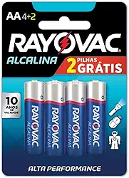 Pilha, Rayovac, Alcalina 20871, Azul, Aa, Pequena, Pacote de 6