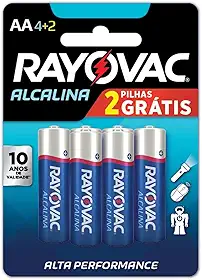 Pilha, Rayovac, Alcalina 20871, Azul, Aa, Pequena, Pacote de 6