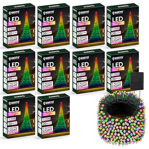 Image of Gesto Multicolor Led Serial String Lights - 8 Modes Changing Controller, Waterproof Fairy Lights for Home, Christmas, Deepawali & Diwali Decoration Lights for Balcony Outdoor - (25 Meter | Pack of 10)