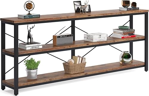 Miniatura 7 de Tribesigns 71" Sofa Tables Extra Long Couch Table, Narrow Long Console Table, Entryway Table,Sofa Table with 3 Tiers Storage Shelves (Rustic Brown)
