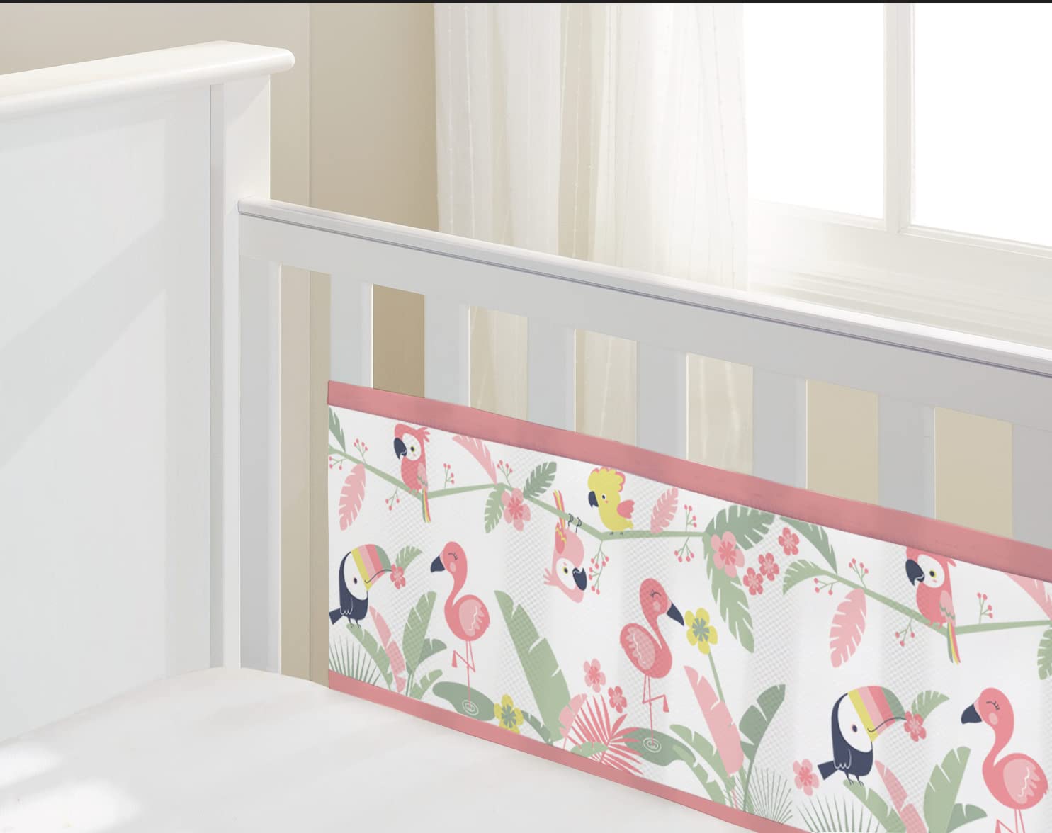 BreathableBaby Tour de lit classique en maille respirante | pour berceau avec extrémités solides | Couvre 2 côtés | L'alternative plus sûre aux tours de lit traditionnels | Lavable en machine | Jardin