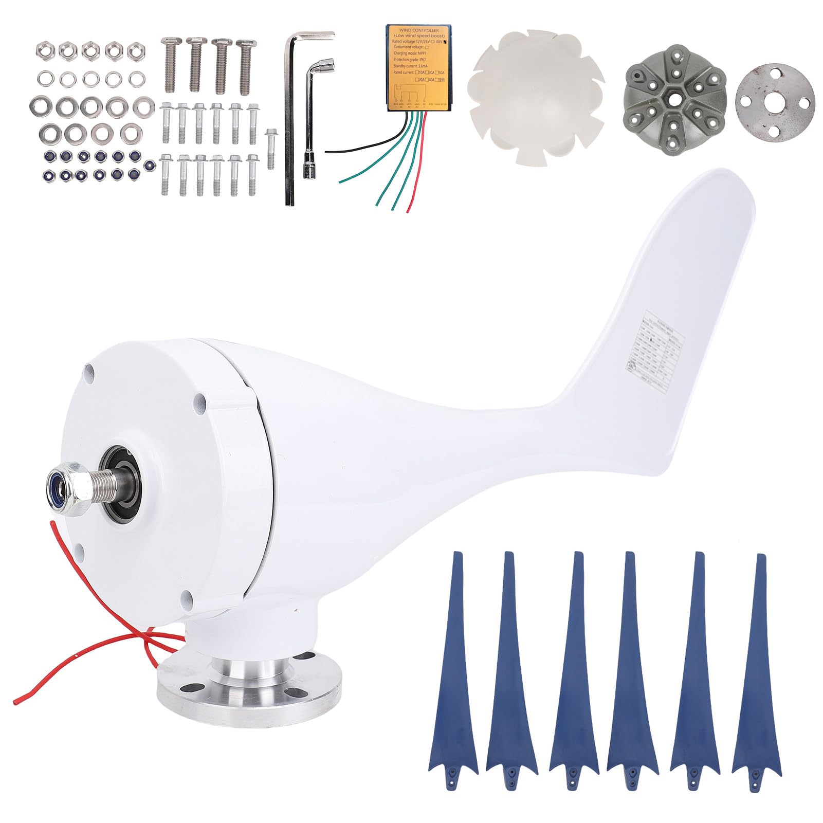 Generic Turbinas Eólicas Máquina Industrial de 6 Palas 800W, Alta Utilización de Energía, Fácil Instalación, para Barcos, Terrazas, Cabinas, Fibra de Nylon (48V)
