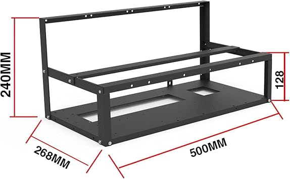 6GPU Mining Rig Frame, Steel Open Air Miner Mining Computer Frame Case Support for Crypto Currency Bitcoin Mining Rack Accessories Tools, Frame Only, Fans and GPU is not Included