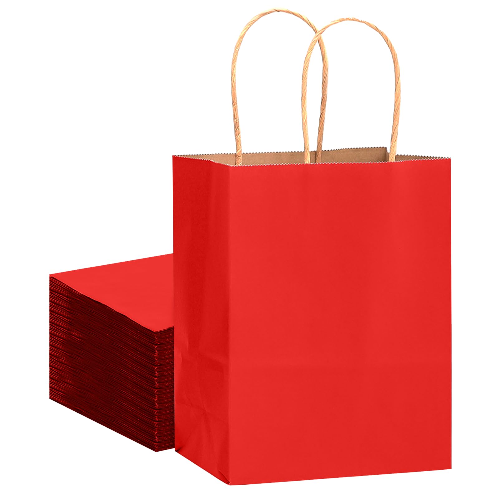 Gcardist 32Pcs Kraft Bags Bags with Handles 21x15x8cm Small Gift Party Bags Wine Red Shopping Treat Bags Multiple Uses(8.3x6x3Inch, Small Size) — image 1