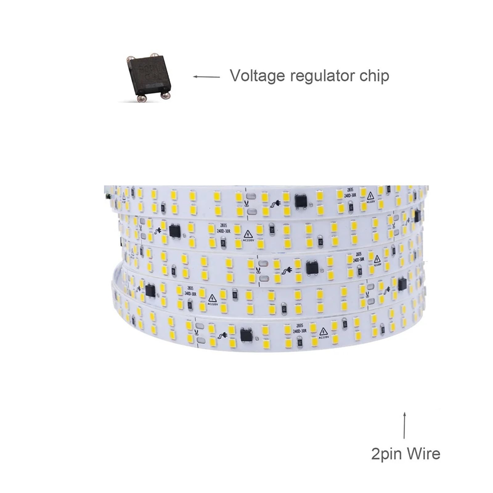 Ozscbuioy 5M 10M 20M 50M AC220V 230V 2835 Striscia LED IP55 Impermeabile 120/240LED/M Nastro adesivo flessibile 9 colori Illuminazione domestica(Natural white,240LED_10M)