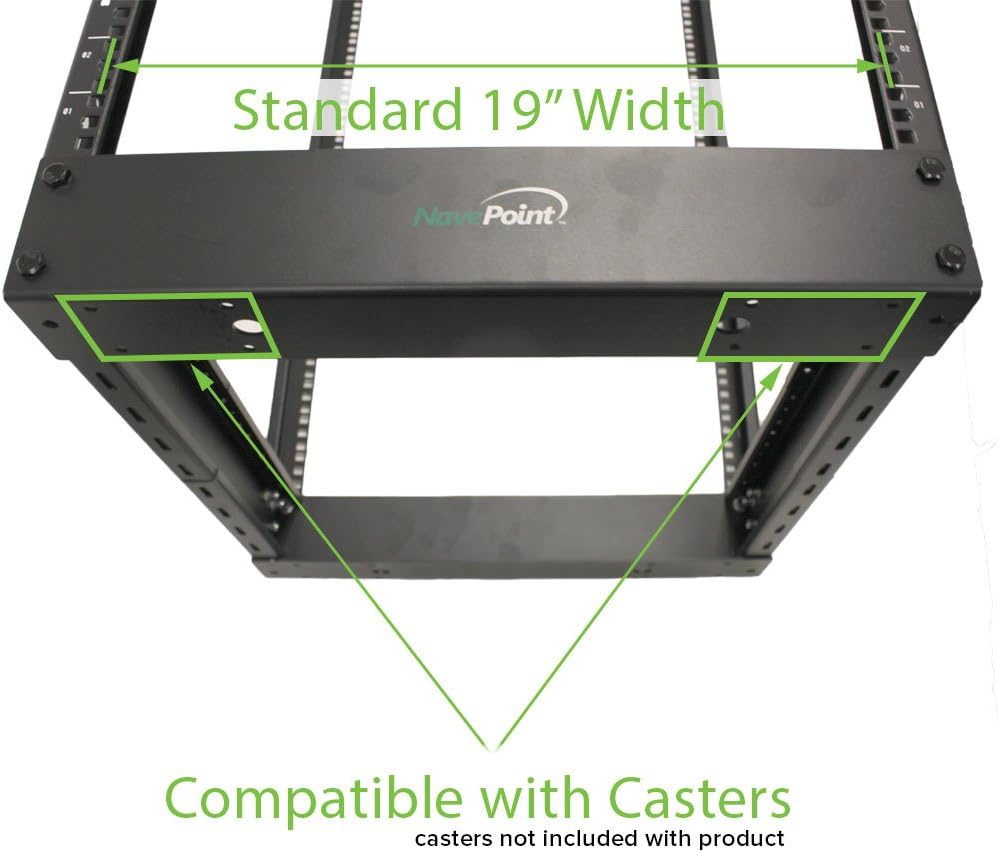 NavePoint 4-Post Open Frame Racks 19-inch Standard, Adjustable 22"-40", Square Holes/Cage Nuts - Parent - Image 3