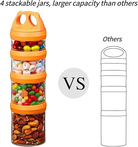 Miniatura 3 de SELEWARE Contenedores apilables portátiles de almacenamiento de alimentos para aperitivos, fórmula en polvo y bebidas, sistema de bloqueo giratorio,