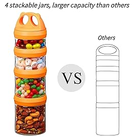 SELEWARE Portable Stackable Food Storage Containers for Snacks Formula Powder and Drinks Twist Lock System Airtight Leak-proof BPA and Phthalate Free Blue and Orange