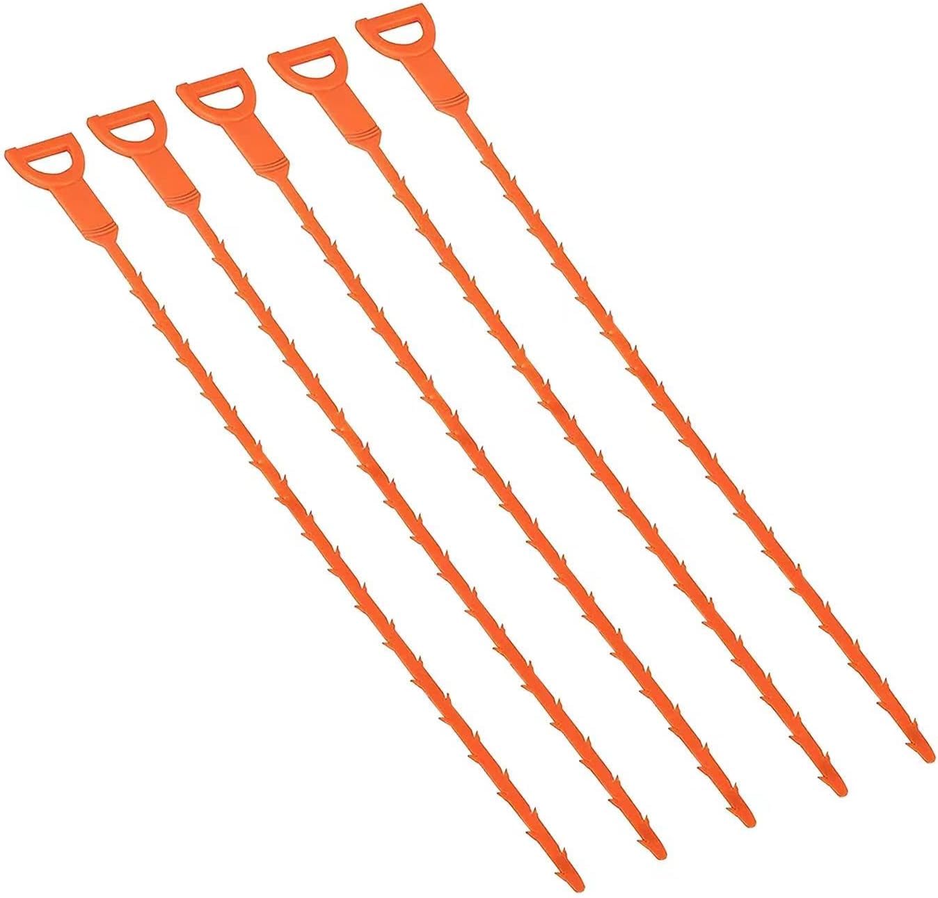 Liboyixi Orange 5 Pack Hair Snake Hair Drain Clog Remover Cleaning Tool, Sink Snake Drain Suitable For Unclogging Hair, Kitchen Sinks And Bathtubs, Toilets And Sewer Pipe Drain Cleaning Tools.