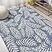 JONATHAN Y SMB119B-3 Nevis Palm Frond Indoor Outdoor Area-Rug Coastal Floral Easy-Cleaning Bedroom Kitchen Backyard Patio Non Shedding, 3 X 5, Navy/Ivory