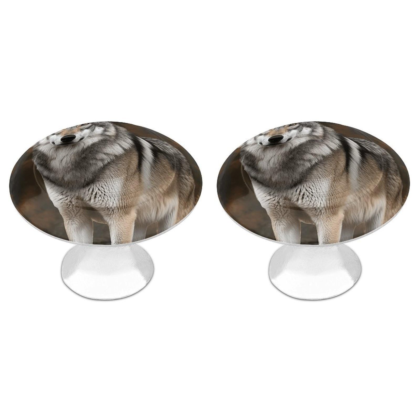Fekiloot Style Round Cabinet Knob 2 Pack Kitchen Drawer Knobs Stainless Steel Round Drawer Pulls Modern Cabinet Hardware Wild Wild Gray Wolf Drawer Hardware For Dresser Closet Door Knobs