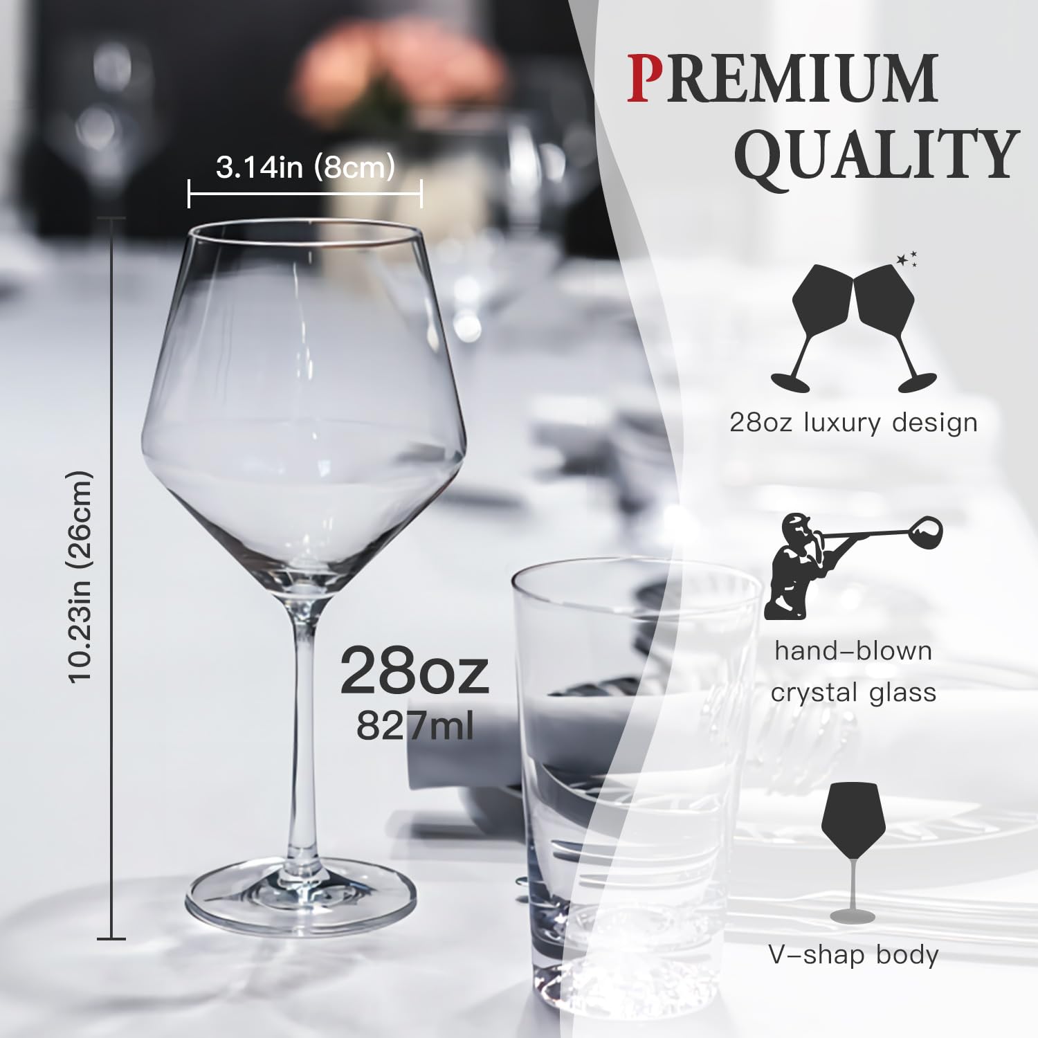 Large Wine Glasses Set - 28oz Red Wine Glasses -3