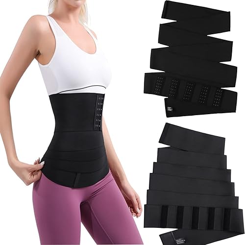 Miniatura 1 de Paquete de 2 Entrenador de cintura para mujer cintura con diseño de bucle talla grande ajuste ajustable y antideslizante flexible para el estómago