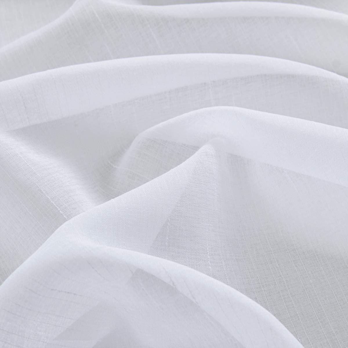 Treatmentex Gardinen, transparente schwarz-weiße Gardinen mit Pompom-Voiles, 241 cm Lange Leinenoptik-Dekogardinen für Wohnzimmer und Kinderzimmer, 2 Paneele