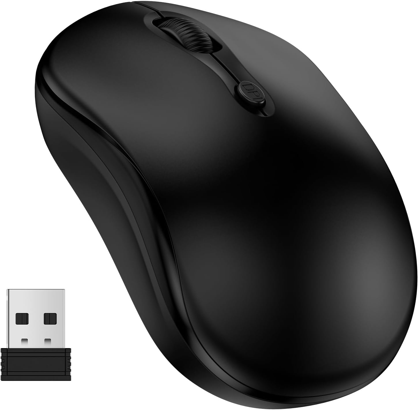 USB Wireless Mouse Computer Mouse with USB Nano Receiver for Laptop PC Mac, 2.4GHz Cordless Gaming Mice with 4 Buttons, Adjustable 2400 DPI, Ergonomic Portable Optical Mice for Mac/Tablet/Windows