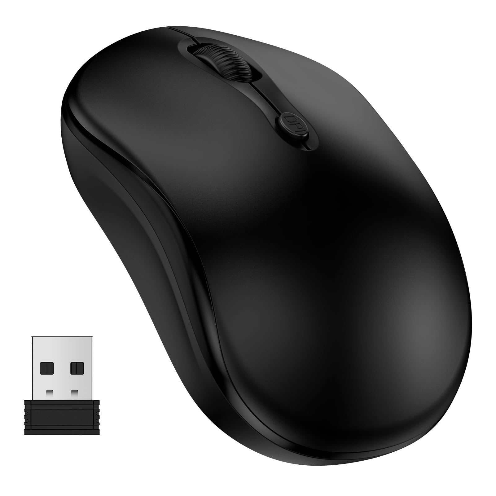 USB Wireless Mouse Computer Mouse with USB Nano Receiver for Laptop PC Mac, 2.4GHz Cordless Gaming Mice with 4 Buttons, Adjustable 2400 DPI, Ergonomic Portable Optical Mice for Mac/Tablet/Windows