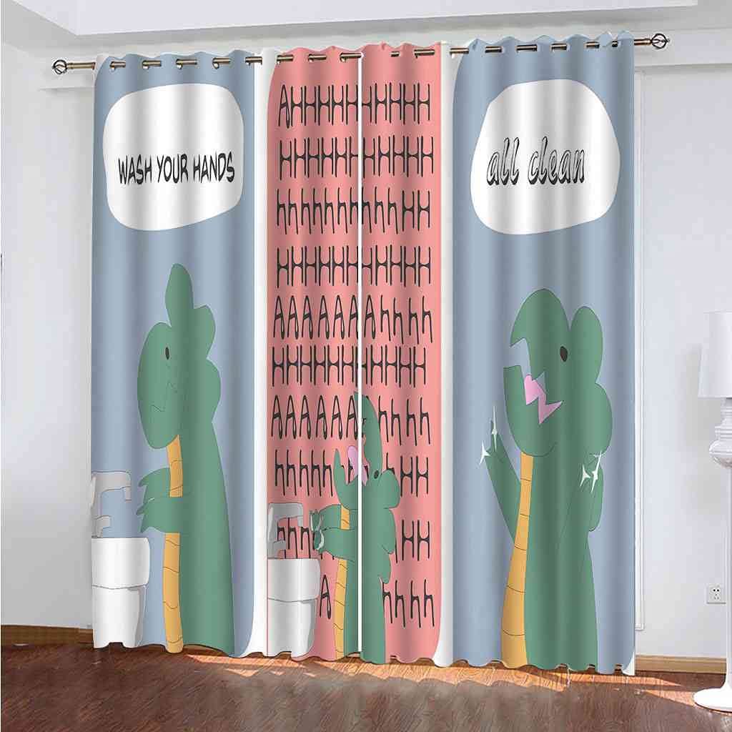 Rideau thermique et isolant phonique à oeillets motif dinosaure dessin animé