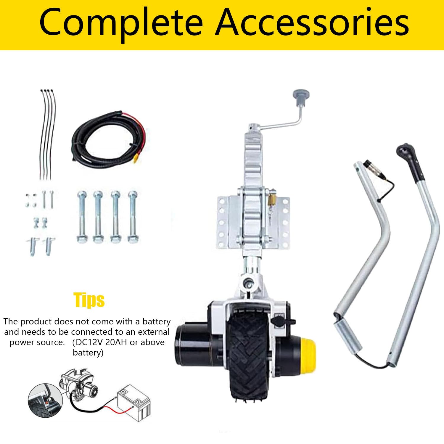 Ruote Jockey-Motorizzate, Carrello Rimorchio Elettrico | Forza di trazione 2722 kg, Spostamento Del Rimorchio, Cric Di Rimorchio 12V/550W, Barca Di Rimorchio Di Manovra Del Trasloco