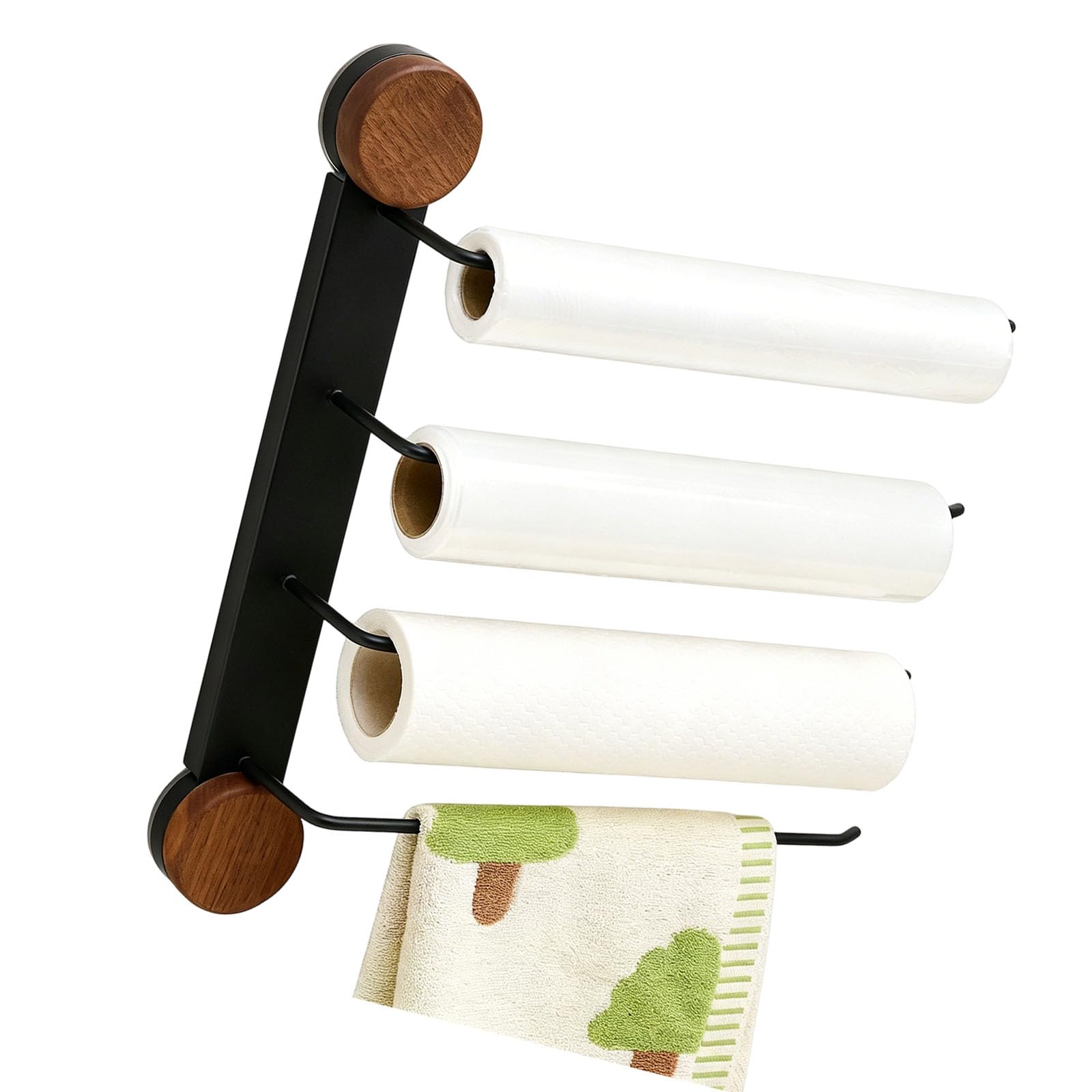 DRTLPMB Kitchen Suction Cup Wrap Holder Iron Wall Mounted Storage Rack for Smooth Areas Space Saving Planner Wrap Storage for Apartment