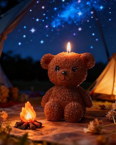 Miniatura 5 de Moldes de silicona para velas, moldes de silicona de oso encantador 3D, diseño de ambiente acogedor, inodoro, sin BPA, lindos moldes de silicona de