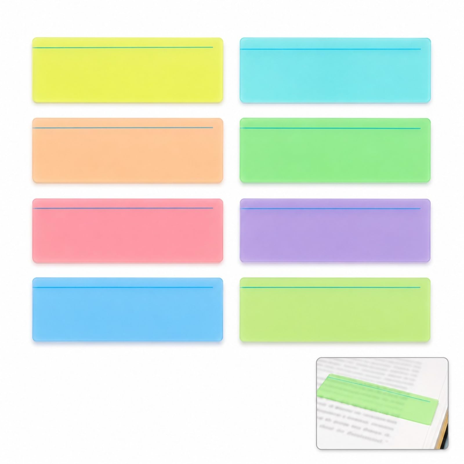 Mistillion 8 Pcs Coloured Reading Overlays, Tinted Guided Reading Strips, Enhance Reading Comfort & Focus, Reduce Visual Stress for Students, Adults, Beginners (8 Assorted Colours)