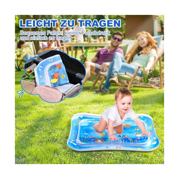 Wassermatte Baby Spielzeug 3 6 9 Monate, Wasserspielmatte Baby, BPA-frei, Spielmatte Baby, Aufblasbare Bauchzeit Matte, Spaßaktivitäten für das Wachstum Ihres Baby Geschenke für Babys(Blau) – Bild 6