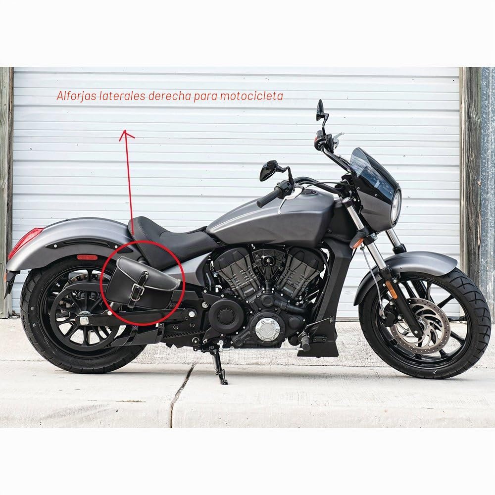 AUTLY 1 Pieza Lateral de la Motocicleta alforja de Cuero de la PU Impermeable Bolsa de Herramientas de Equipaje Lateral Izquierda Negro (Derecha)