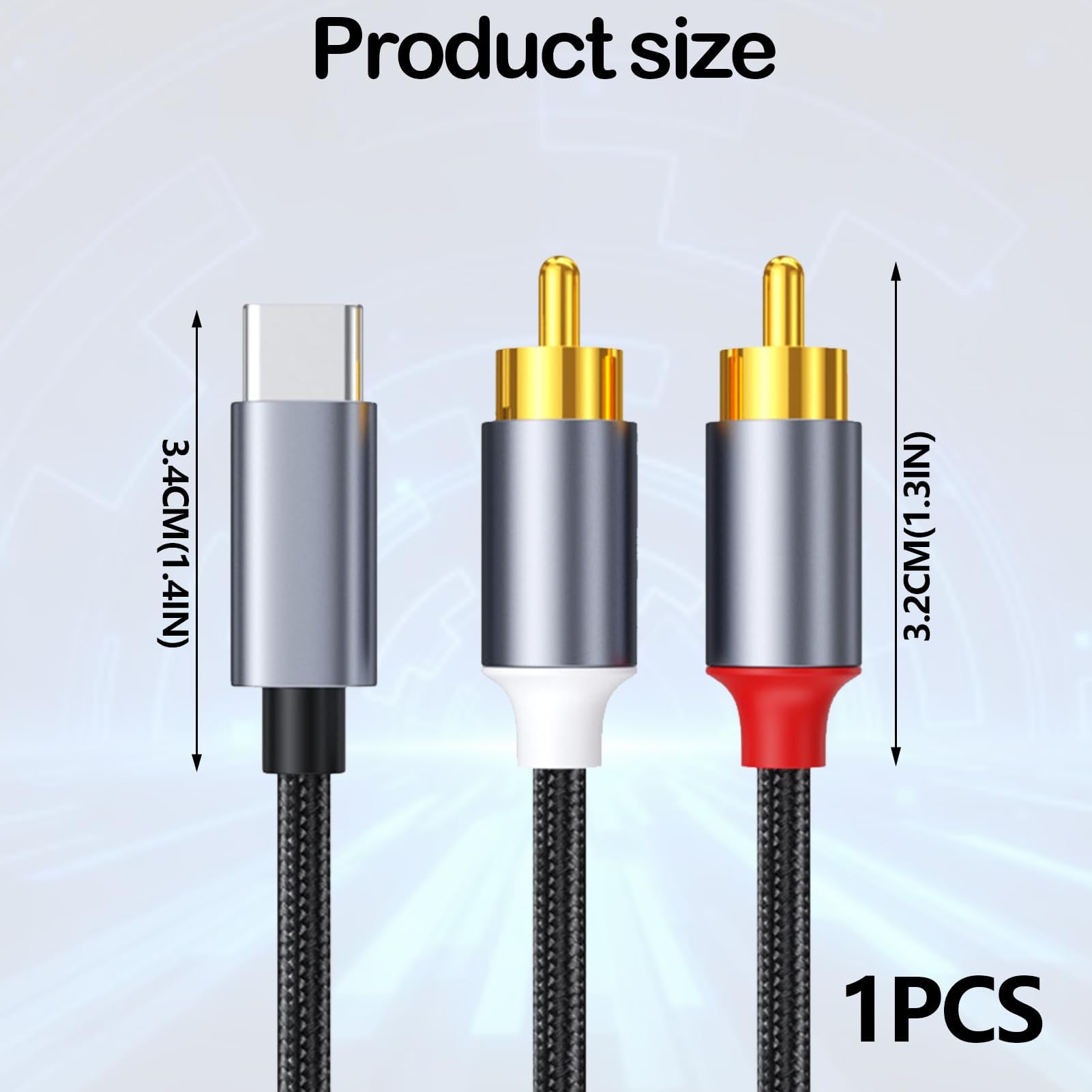 Huybaa Cable Rca Jack,USB C Vers 2 Rca,cable Auxiliaire Usb C