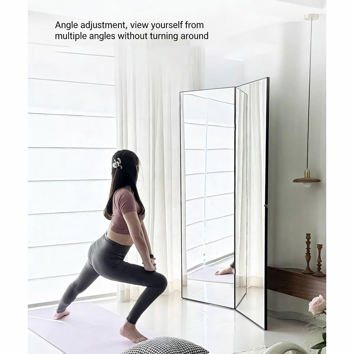 Gimnasio Espejo de Pie de Cuerpo Entero Plegable para Pared Espejos Grandes de Usos Fáciles de Usar para Gimnasio Garaje Yoga Estudio de Baile y Dormitorio 170 * 80cm