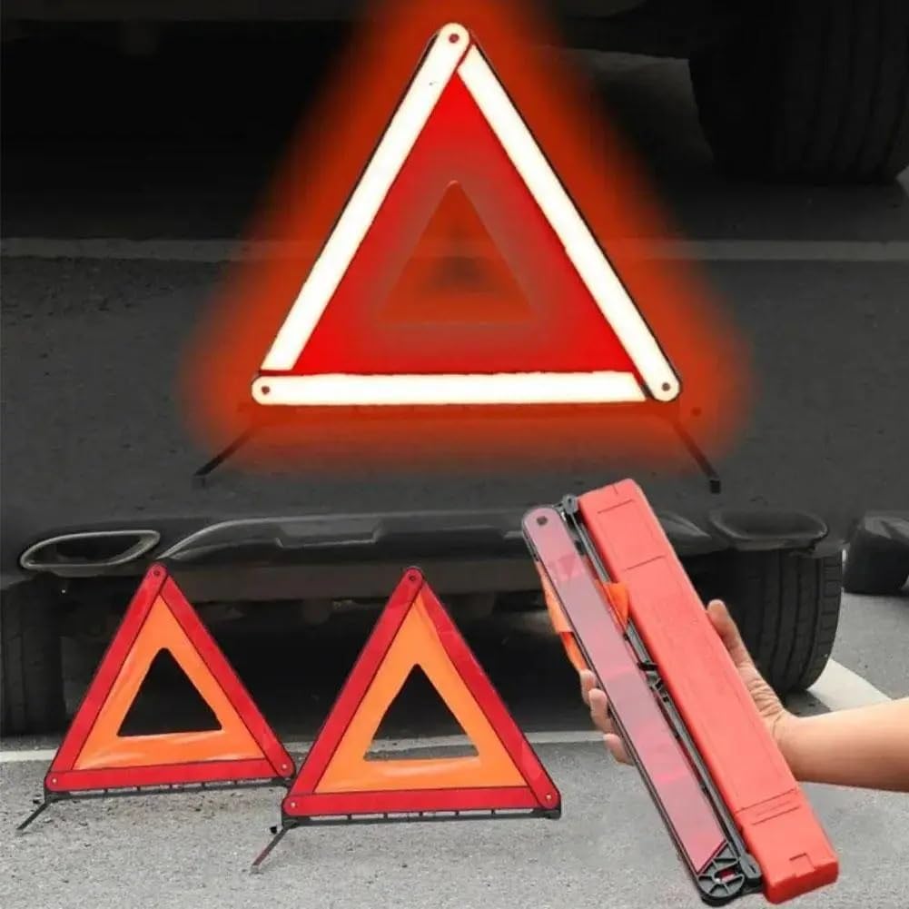 Warndreieck Notfall-Pannen-Warndreieck, rot, reflektierend, tragbar, faltbar, Sicherheits-Auto-Stopp-Reflektor(B)