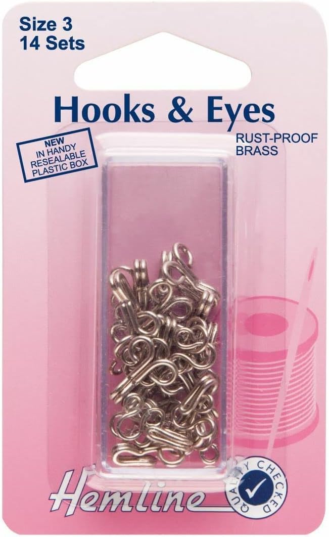 Hemline Hooks and Eyes Nickel Silver, Size 3, 14 sets Amazon.co.uk