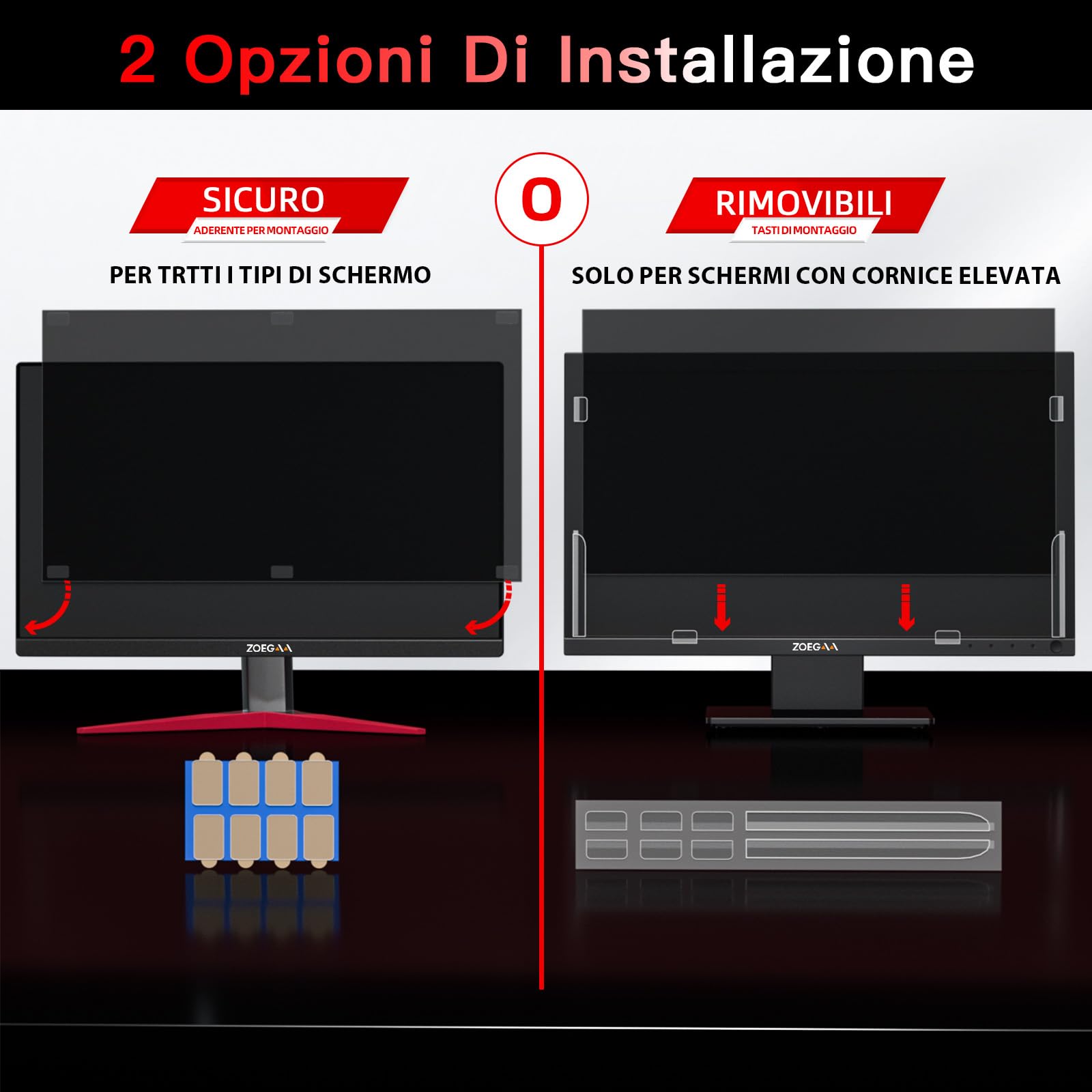 ZOEGAA Confezione Da 2 Pellicole Privacy Monitor 21.5 Pollici Per Computer 16:9 - Filtro Privacy Antiriflesso Con Protezione Luce Blu Per PC, Rimovibile A Doppia Faccia, Protezione Dati A 180