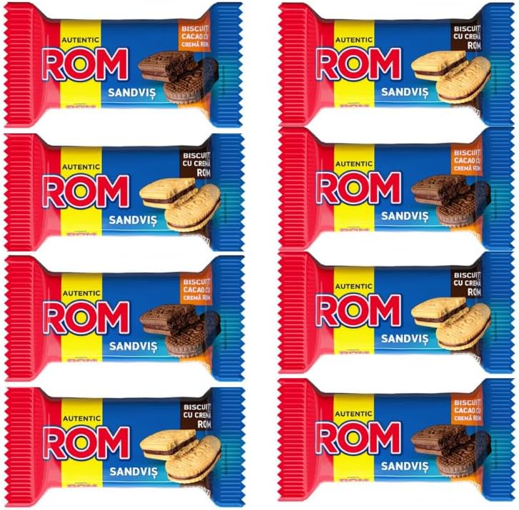 Romanian Authentic Rom Sandwich Biscuit Cookies with Rum and Cocoa Cream