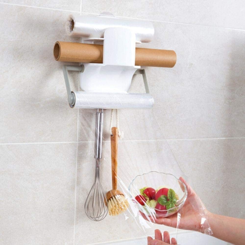 Portarotolo di carta igienica o portaoggetti per involucro di plastica realizzato in plastica con montaggio a parete per accessori da cucina e bagno
