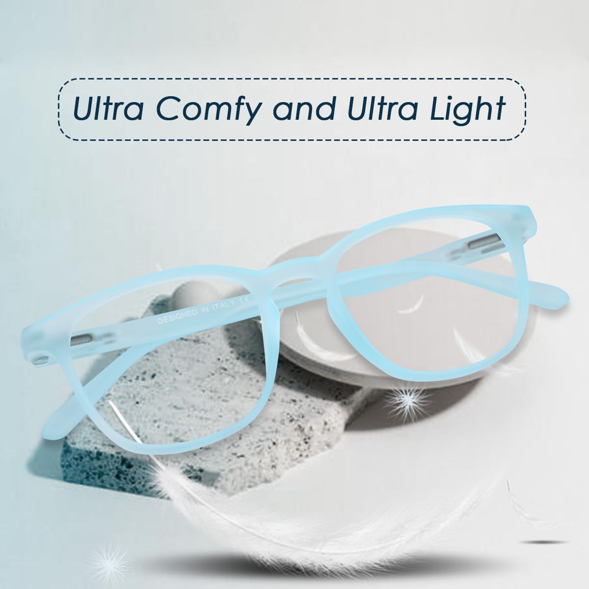 Poshh Eyewear Zero Power Blue Square Frames for men and women | Light Weight TR Frame | UV Protection Eyeglasses | (New blue) 1