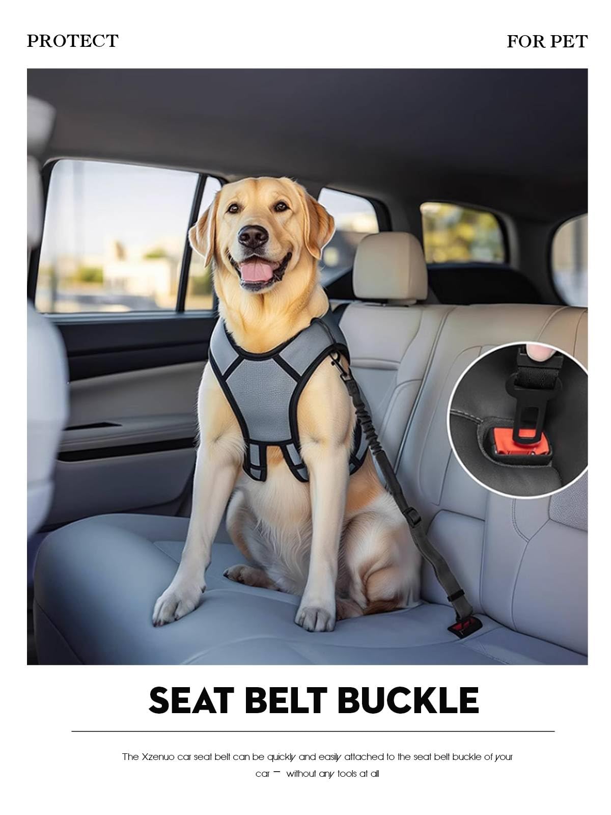 Xzenuo Cinture di sicurezza per cani per auto, imbracatura di sicurezza regolabile per animali domestici con assorbimento degli urti elastico e moschettone in metallo per tutti i cani e gatti