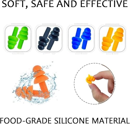 Miniatura 6 de Tapones para los oídos para dormir, 9 pares de tapones de silicona para los oídos para nadar con funda de transporte de aluminio, reducción de ruido