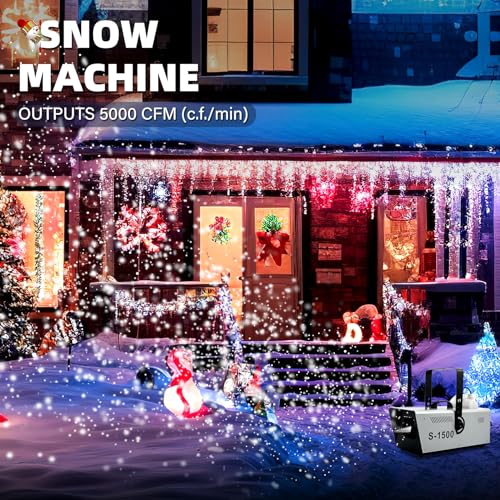 tcfundy snow machine 1500w snow making machine snowflake maker for christmas wedding kids party stage effect with wired remote control